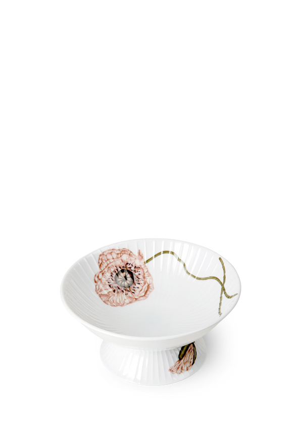 Hammershøi Poppy Bowl on stand Ø16 cm white w. deco