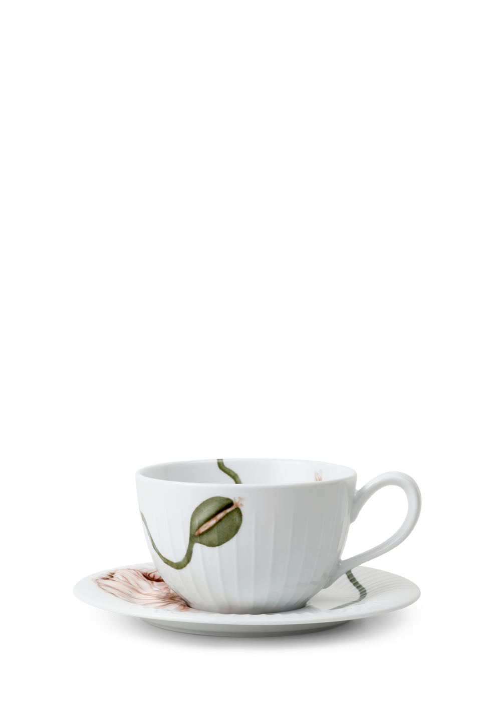 Hammershøi Poppy Tea cup with saucer 38 cl white w. deco