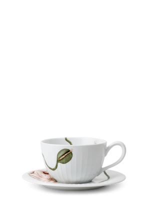Hammershøi Poppy Tea cup with saucer 38 cl white w. deco