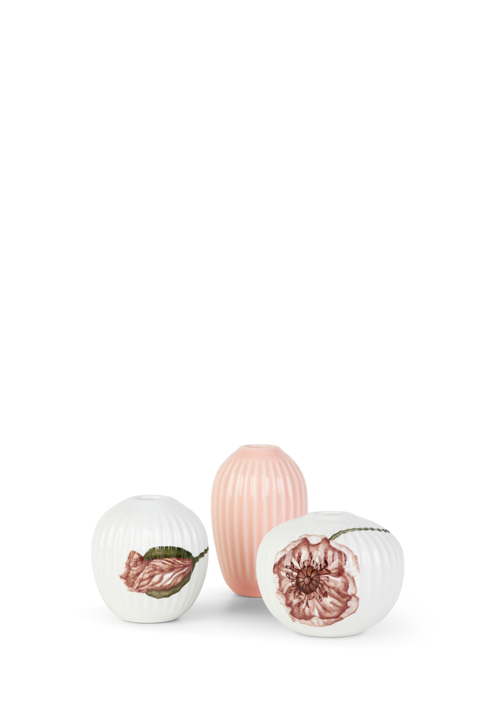 Hammershøi Poppy Vase miniature white w. deco 3 pcs.