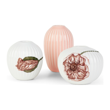 Hammershøi Poppy Vase miniature white w. deco 3 pcs.