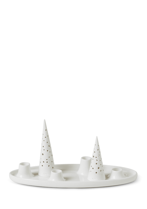 Nobili Oval advent candle holder 33x13 cm snow white
