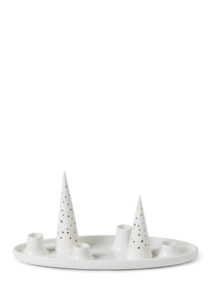 Nobili Oval advent candle holder 33x13 cm snow white