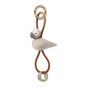 Bird Keychain with Natural Leather Strap