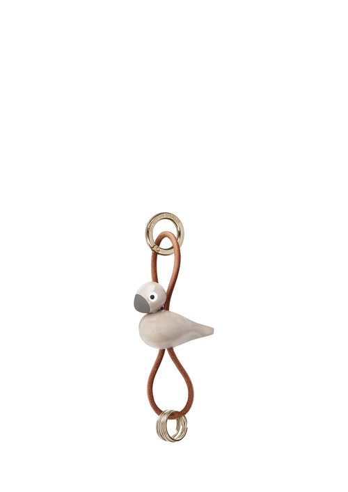 Bird Keychain with Natural Leather Strap