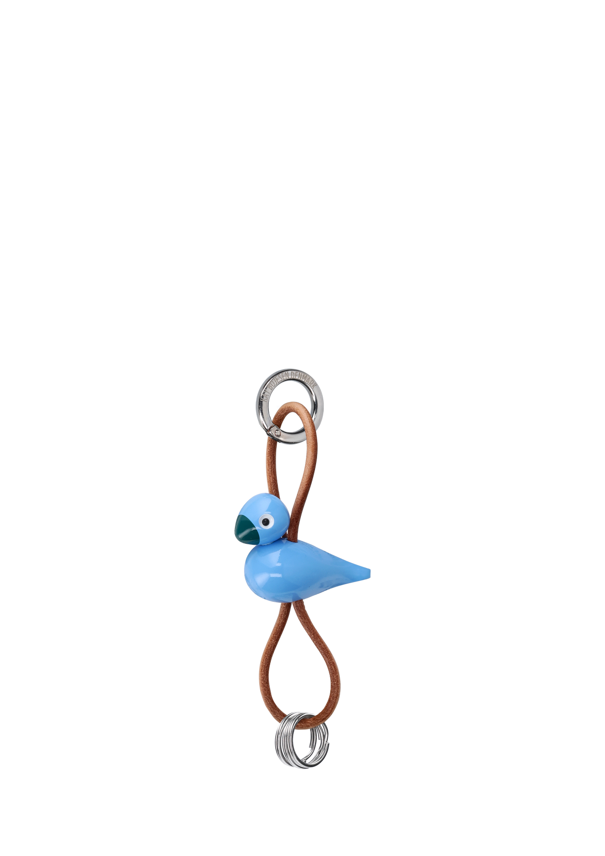Kay Bojesen – Bird silver metal Keychain with Natural Leather