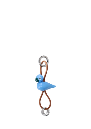 Bird silver metal Keychain with Natural Leather