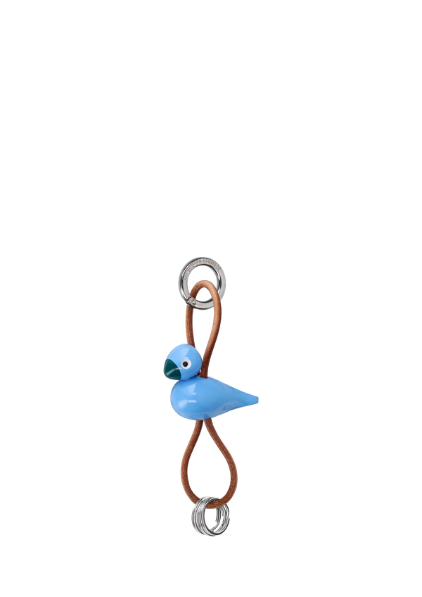 Bird silver metal Keychain with Natural Leather