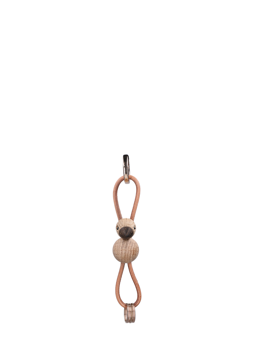 Bird golden metal Keychain with Natural Leather oak