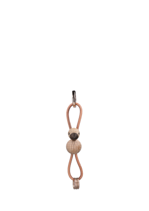 Bird golden metal Keychain with Natural Leather oak