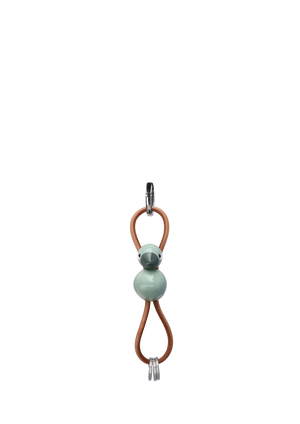 Bird silver metal Keychain with Natural Leather