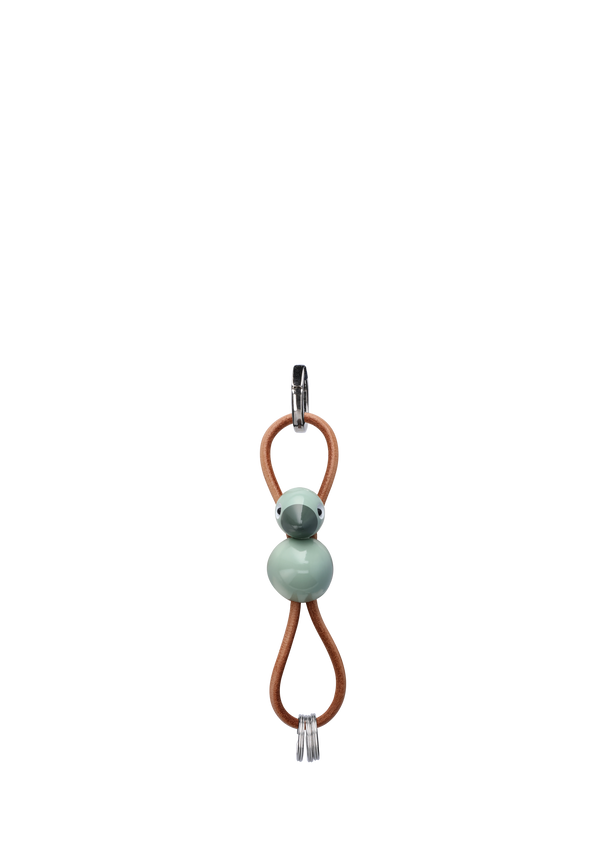 Bird silver metal Keychain with Natural Leather