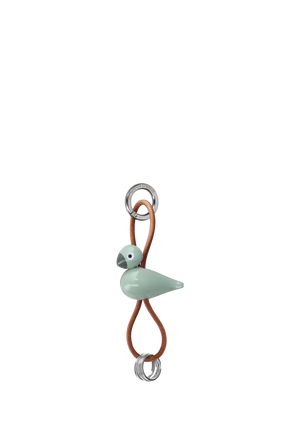 Bird silver metal Keychain with Natural Leather