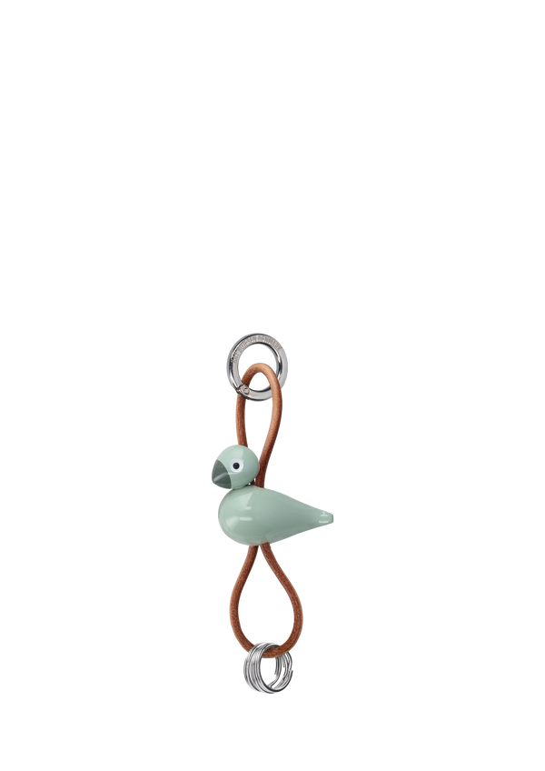 Bird silver metal Keychain with Natural Leather