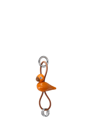 Bird silver metal Keychain with Natural Leather