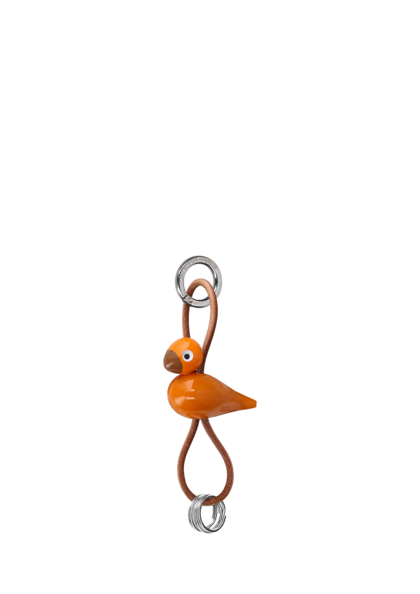 Bird silver metal Keychain with Natural Leather