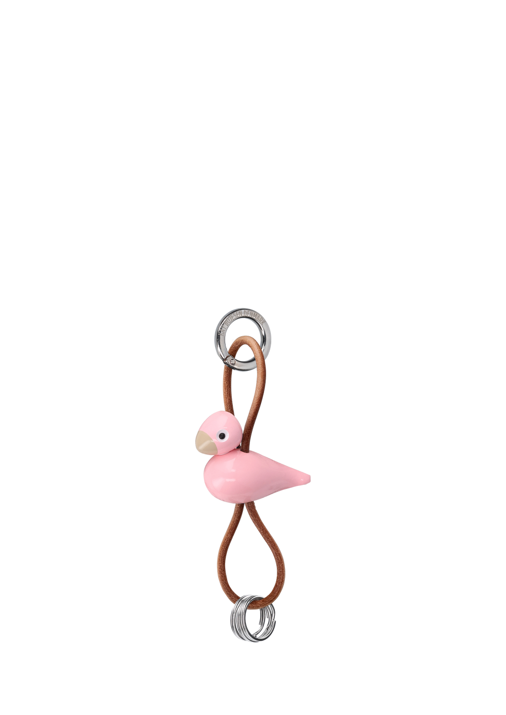 Bird silver metal Keychain with Natural Leather
