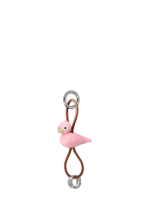 Bird silver metal Keychain with Natural Leather