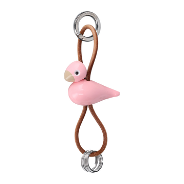 Bird silver metal Keychain with Natural Leather