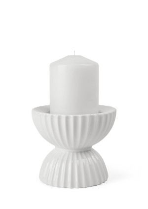 Lyngby Tura Block candle holder H10 white