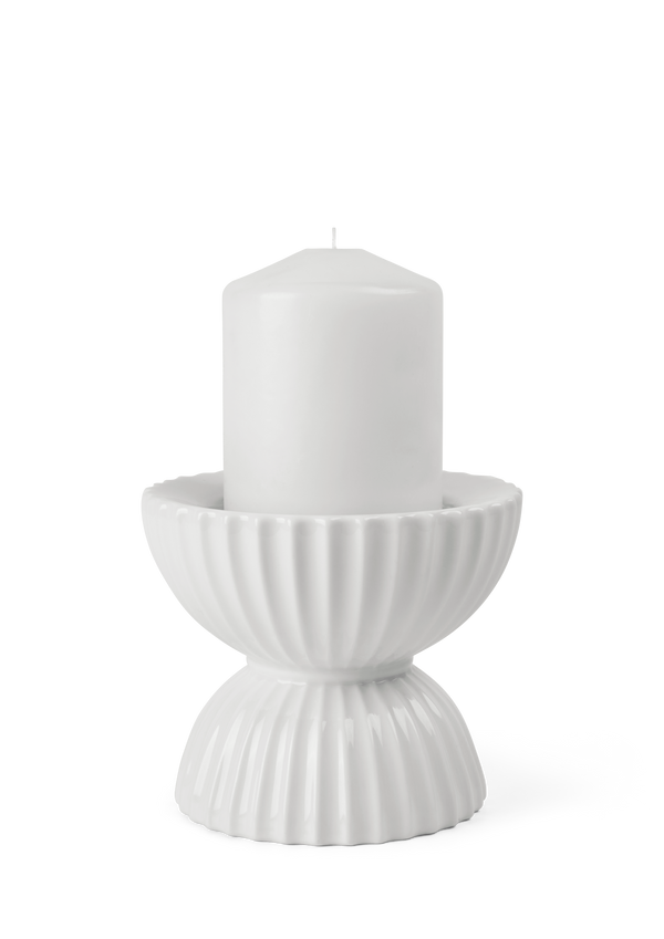 Lyngby Tura Block candle holder H10 white
