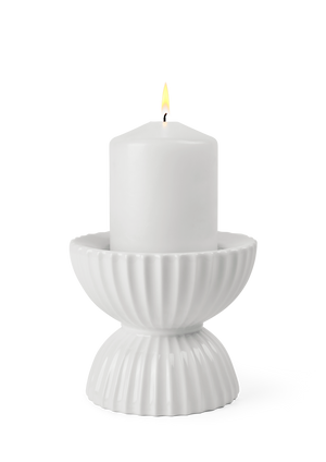 Lyngby Tura Block candle holder H10 white