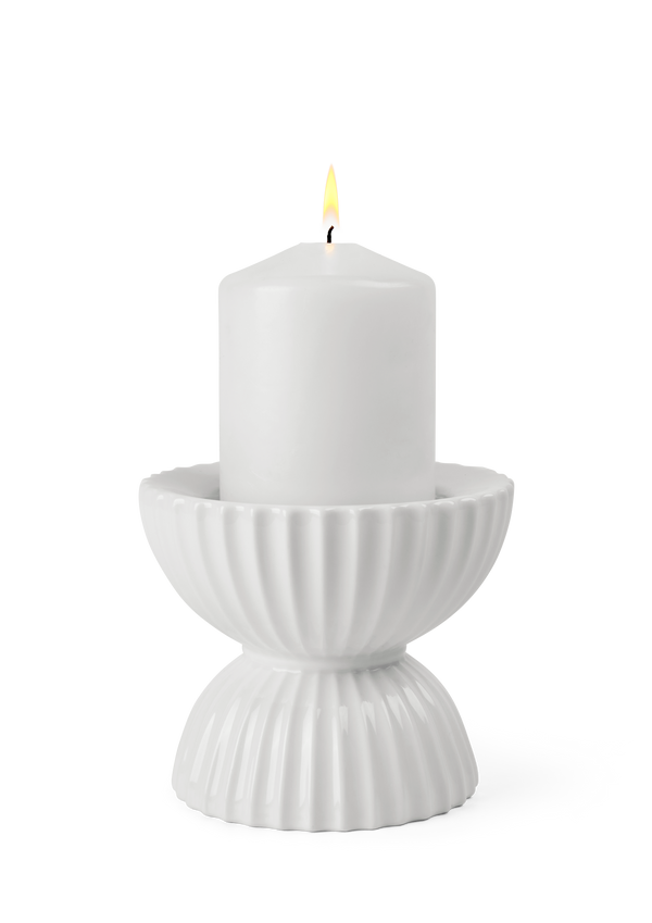 Lyngby Tura Block candle holder H10 white
