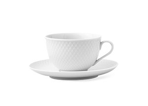 Rhombe Tea cup with saucer 24 cl white