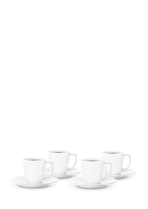 GC Coffee cup with matching saucer 26 cl white 4 pcs.
