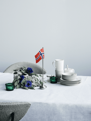 Rosendahl Table flag Norwegian H35 cm silver coloured