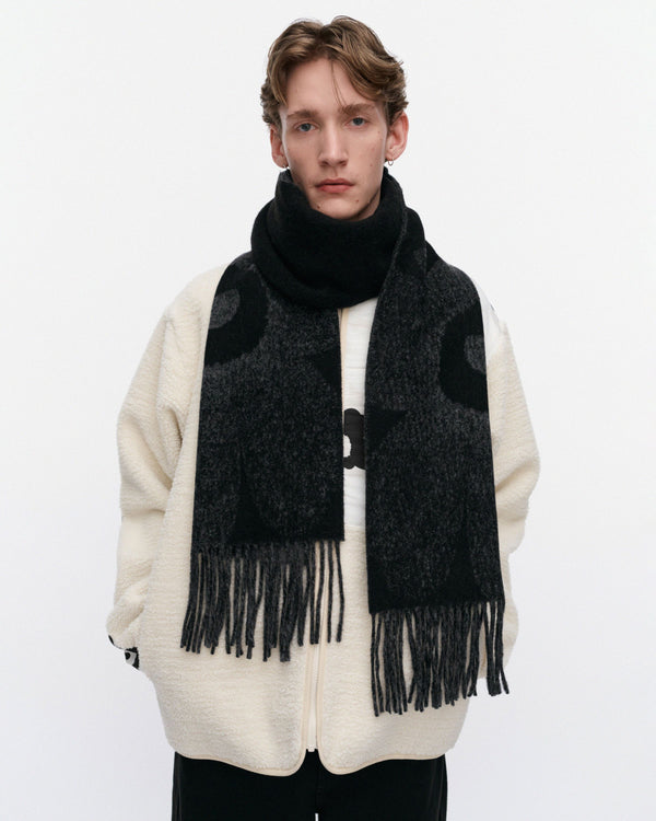Marimekko Onnekas Unikko Kioski Scarf Black / Grey
