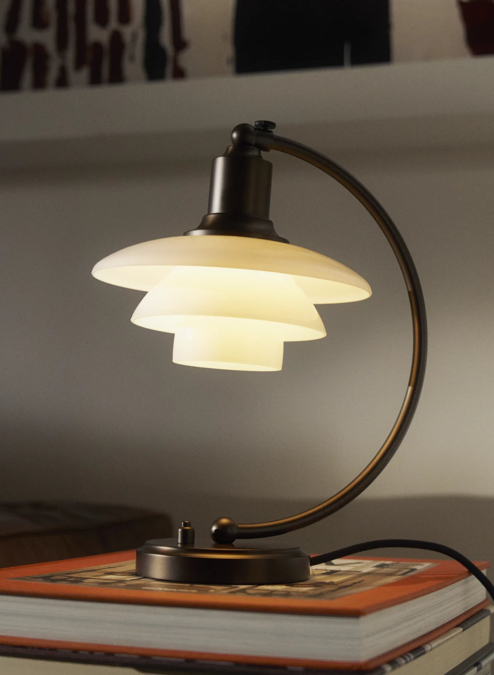 PH 2/2 Luna Aged Brass Opal Table Lamp