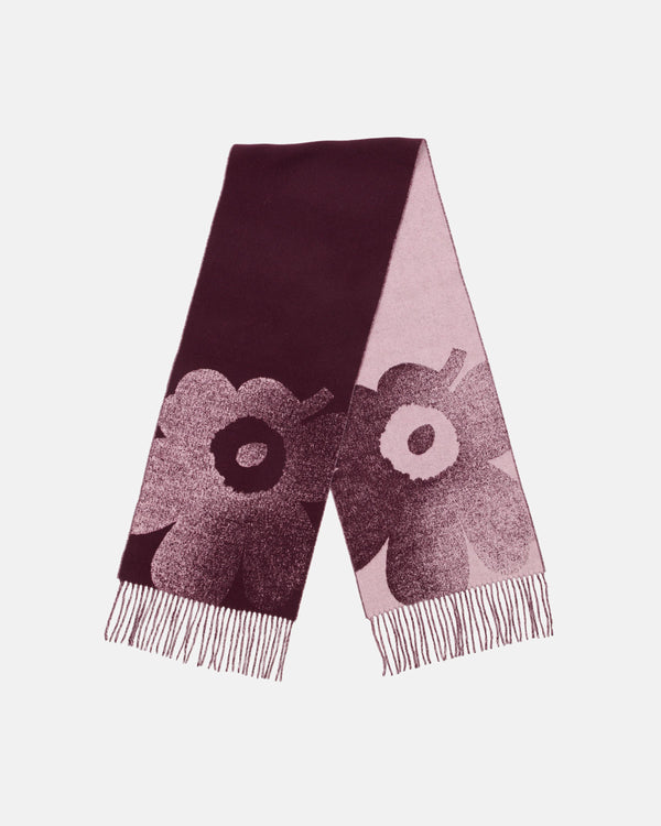 Marimekko Onnekas Unikko Kioski Scarf Light Pink / Dark Wine Red