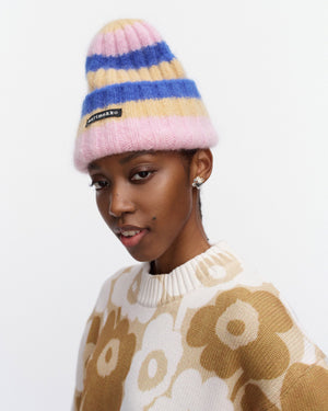 Marimekko Järjestys Kioski Beanie Beige / Blue / Light Pink