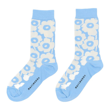 Marimekko Linjaus Unikko Socks Light Blue / Off-White