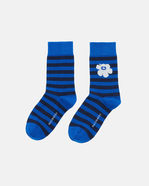 Marimekko Kasvaa Tasaraita Unikko One Socks Blue / Dark Blue / Light Blue