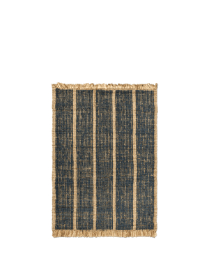 ferm LIVING Athens Stripes Rug 140 x 200 cm – Natural / Ink Blue