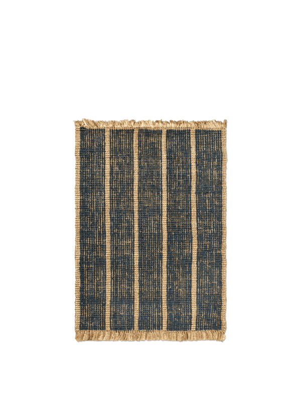 ferm LIVING Athens Stripes Rug 140 x 200 cm – Natural / Ink Blue