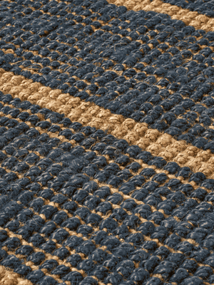ferm LIVING Athens Stripes Rug 140 x 200 cm – Natural / Ink Blue