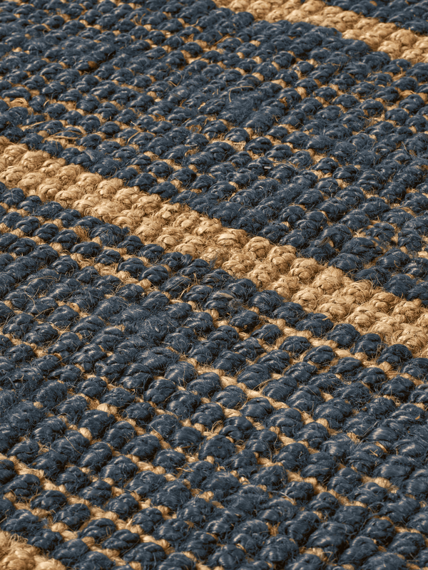 ferm LIVING Athens Stripes Rug 140 x 200 cm – Natural / Ink Blue