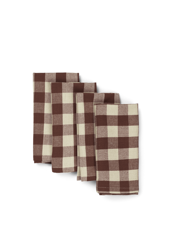ferm LIVING Bothy Check Napkins – Set of 4 – Cinnamon / Grey Green