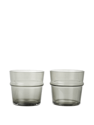 ferm LIVING Boya Low Glasses – Set of 2 – Smoked Grey