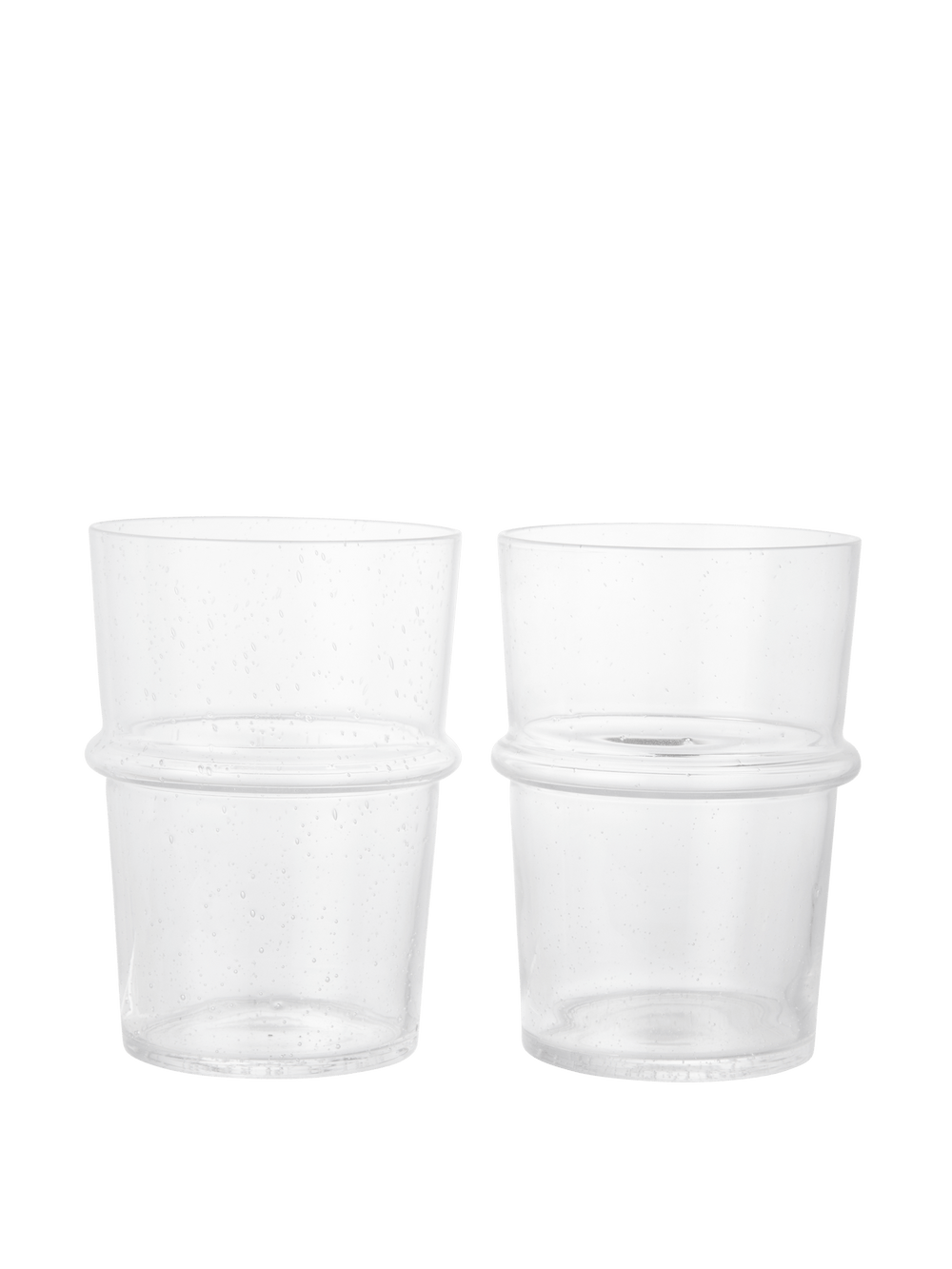 ferm LIVING Boya Tall Glasses – Set of 2 – Clear with Bubbles