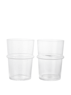 ferm LIVING Boya Tall Glasses – Set of 2 – Clear with Bubbles