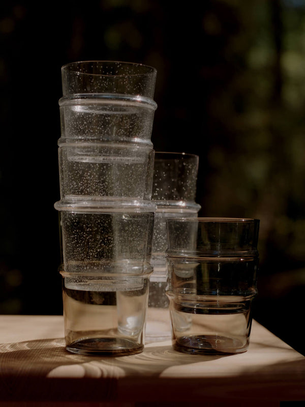 ferm LIVING Boya Tall Glasses – Set of 2 – Clear with Bubbles