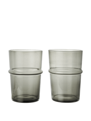 ferm LIVING Boya Tall Glasses – Set of 2 – Smoked Grey
