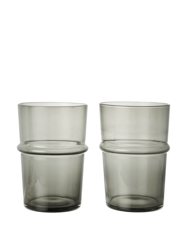 ferm LIVING Boya Tall Glasses – Set of 2 – Smoked Grey