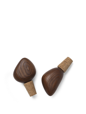 ferm LIVING Cairn Wine Stoppers – Set of 2 – Dark Brown