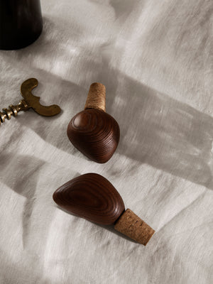 ferm LIVING Cairn Wine Stoppers – Set of 2 – Dark Brown