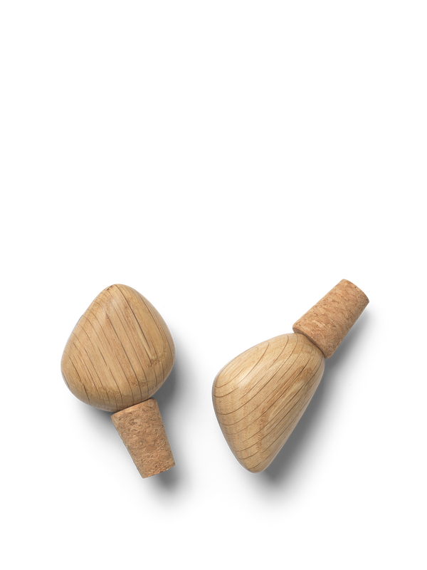 ferm LIVING Cairn Wine Stoppers – Set of 2 – Oak